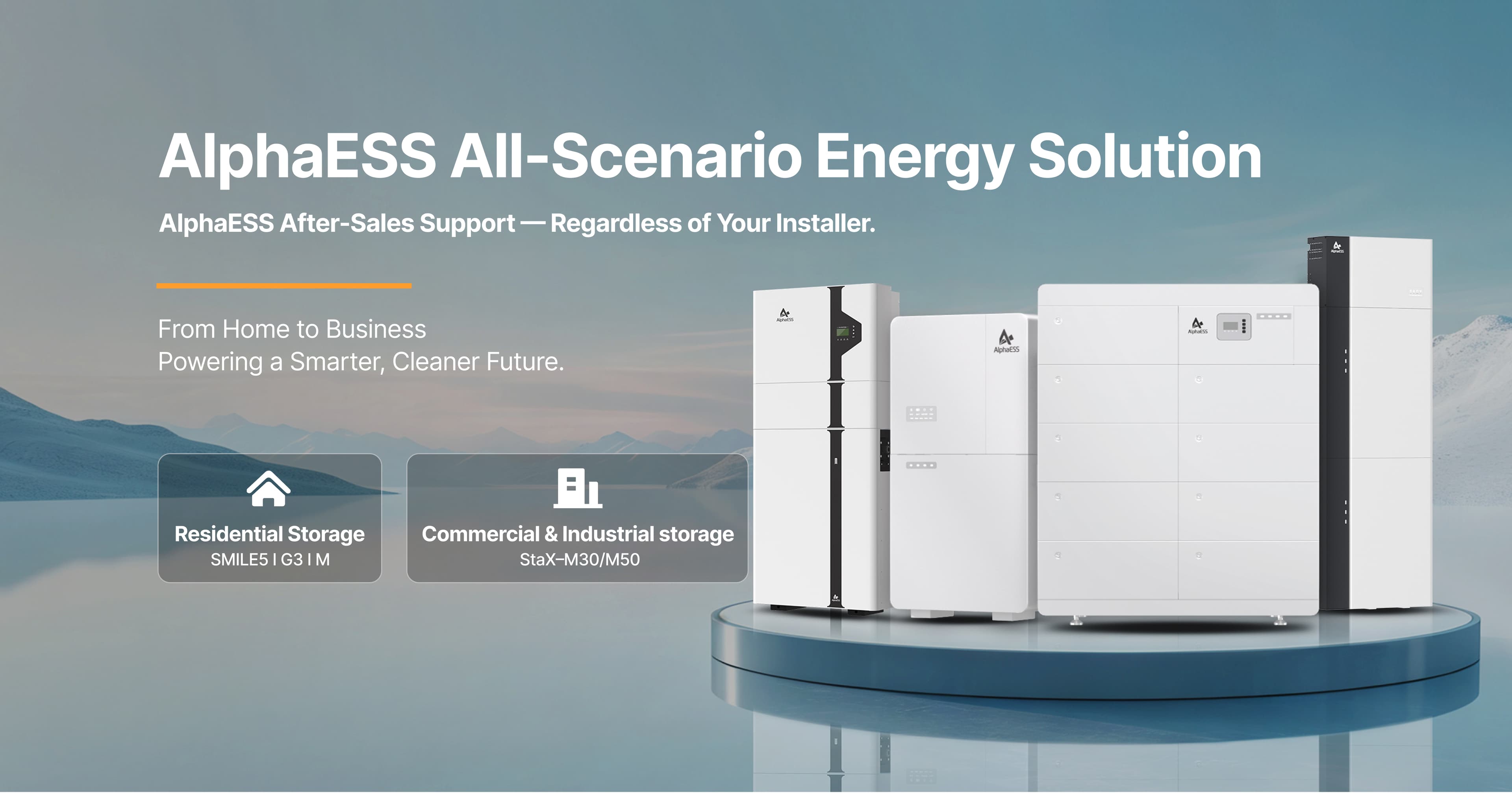 AlphaESS All-Scenario Energy Solution — residential and commercial & industrial storage, powering a smarter, cleaner future